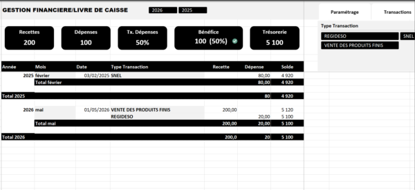 Livre de Caisse/Gestion des entrées et sorties